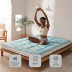 MAXYOYO Rustic Floral Korean Futon Mattress, Padded Japanese Floor Mattress Quilted Bed Mattress Topper, Extra Thick Folding Sleeping Pad Breathable Floor Lounger Guest Bed for Camping Couch, Queen