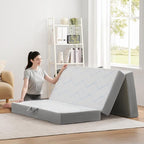 Foldable Mattress Single 6 inch -Portable White Memory Foam Folding Matress with Washable Cover for Camping Travel Guest Room Home Use-Non-Slip&Easy Storage