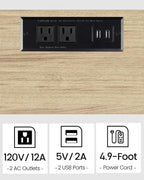 TUTOTAK End Table with Charging Station, Small Side Table with Outlets, Nightstand Bedside Table, 2-Tier Storage Shelf for Small Space, Living Room, Bedroom, Oak TB01BO040