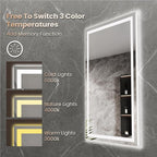 20"X28" LED Bathroom Mirror with Front Lights and Backlit, Anti-Fog, Dimmable, Shatter-Proof Tempered Glass, Lighted Bathroom Vanity Mirror for Wall with 3 Colors, Memory Function