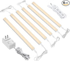 ASOKO Dimmable Under Cabinet Lighting - 6 Pcs 12 Inch Linkable Led Counter Light Bars, Warm White 2700K, DC24V 1320Lumens, 18W Shelf Lighting (ETL Plug)