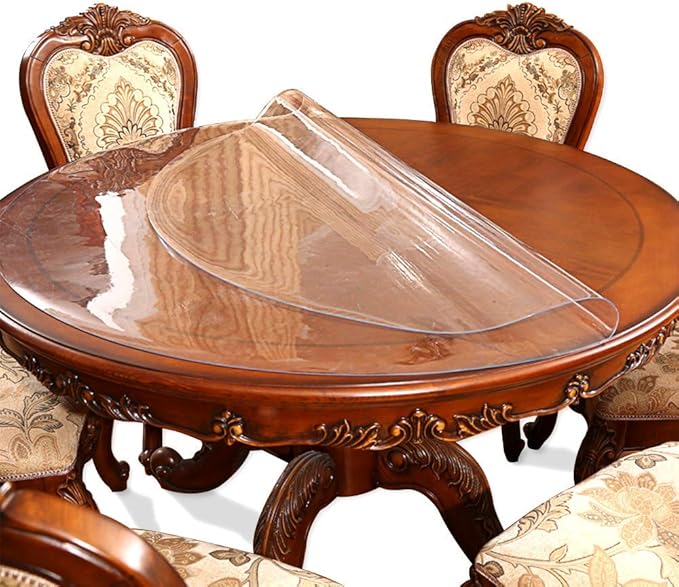68 Inch Clear Round Table Cover Protector 1.5mm Thick Table Protector for Dining Room Waterproof Plastic PVC Vinyl Tablecloth Cover Circle Tabletop Desk Pad Mat for Furnture Coffee End Bed Side Table