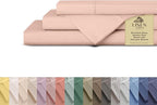 Linen Home 100% Cotton Percale Sheets Queen Size, Brushed Rose, Deep Pocket, 4 Pieces Set - 1 Flat, 1 Deep Pocket Fitted Sheet and 2 Pillowcases, Crisp Cool and Strong Bed Linen