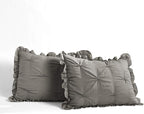 Lush Decor Ravello Pintuck Ruffle Skirt Bedspread Set - Luxe 3 Piece Ruffled Bedding Set - Traditional Glam & Farmhouse Inspired Bedroom Decor - King, Dark Gray