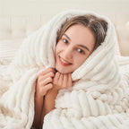BEDELITE Fleece Full Comforter Set -Super Soft & Warm Fluffy Cream White Bedding, Luxury Fuzzy Heavy Bed Set for Winter with 2 Pillow Cases