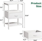 Huuger Night Stand with Fabric Drawer, Side Table with Mesh Shelf, Bedroom Nightstand, Fabric Drawer Dresser, Open Shelf, Metal Frame, Couch Side, White