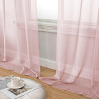Aiyufeng Blush Pink Sheer Curtains 45 Inch Length 2 Panels Set, Light Filtering Airy Rod Pocket Light Pink Window Curtain Treatment Drapes for Kitchen Bedroom Living, Each 42Wx45L Inches