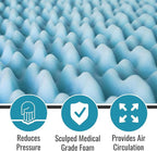 DMI 2-Inch Foam Mattress Topper, Egg Crate Foam Pad for Support, Air Circulation, Pressure Relief & Weight Distribution, Twin Size 33 x 72, Blue