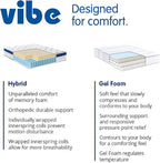 Vibe Quilted Hybrid Mattress, 12-Inch Innerspring and Pillow Top Gel Memory Foam Mattress, Fiberglass Free, CertiPUR-US Certified Bed in a Box, Queen