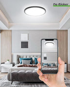 zemty 4Pack 16.5 Inch LED Ceiling Light Flush Mount, 36W 4200lm Super Slim Flush Mount Ceiling Light Fixtures, 3000K/4500K/6000K Selectable Ceiling Lamp for Bedroom Kitchen Living Room (Black)