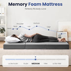 Foldable Mattress Full 6 inch -Portable Grey Memory Foam Folding Matress with Washable Cover for Camping Travel Guest Room Home Use-Non-Slip&Easy Storage