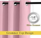 NICETOWN Room Darkening Bedroom Curtains 63 inches Long, Window Treatment Thermal Insulated Solid Grommet Voice Reducing Drapes for Kids Room, Crystal Pink, Set of 2, W46 x L63