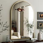 HARRITPURE Arched Wall Mirror 24"x36" – Gold Metal Frame Vanity Mirrors for Bedroom, Entryway, Living Room Decor