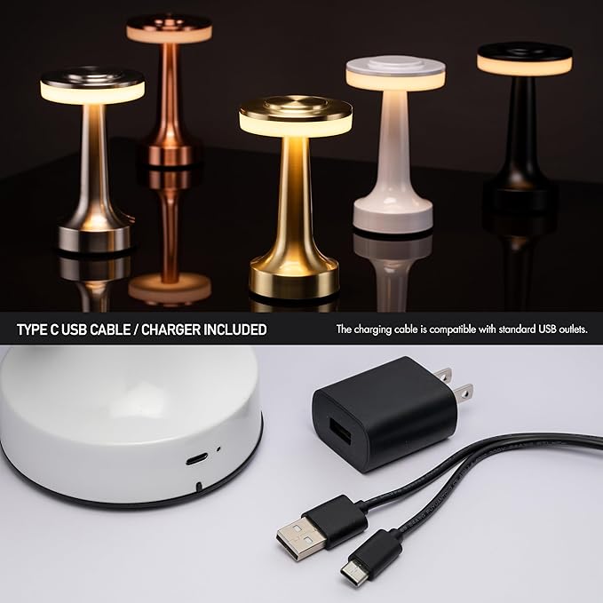 O’Bright Portable LED Table Lamp with Touch Sensor, 3-Levels Brightness, Rechargeable Battery Up to 48 Hours Usage, Night Light for Kids Nursery, Nightstand Lamp, Bedside Lamp (Piano White)