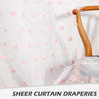 MYSKY HOME Pom Pom Sheer Curtains for Girls Bedroom Pink Curtains for Nursery 84 Inch Long Living Room Curtains 2 Panels Light Filtering Rod Pocket Semi Window Drapes 52 x 84 inch