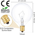 Simba Lighting Small Globe G16.5 Round Bulb 25W E12 Candelabra Base (10 Pack) for Chandelier, Ceiling Fan, Decorative Vanity Lights, Sconce, Aromatic Wax Warmer, Clear Glass 110V 120V 2700K Warm White