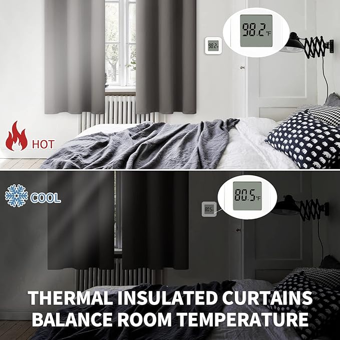 BGment Blackout Curtains for Bedroom - Grommet Thermal Insulated Room Darkening Curtains for Living Room, Set of 2 Panels, Each 46 x 63 Inch, Grey