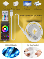 Led Lights for TV, 20ft TV Backlight for 32-80 Inch, USB Light Strip with Remote, App Control, RGB Strip Lights Music Sync Color Changing Led Lights for Bedroom, Gaming Accessories