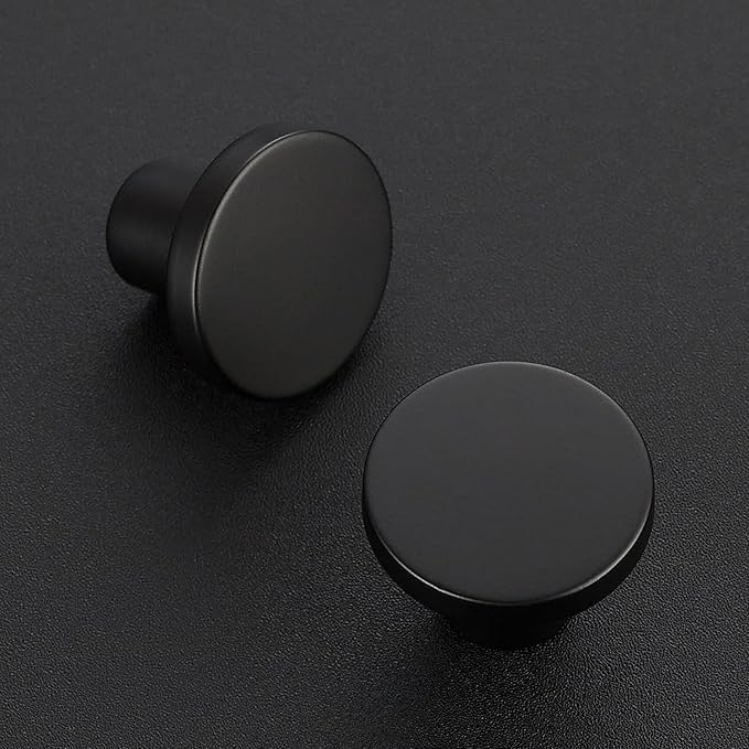 Ravinte 20 Pack Cabinet Knobs Black Kitchen Cabinet Knobs Round Dresser Drawer Knobs Matte Black Drawer Pulls Closet Door Knobs 1-1/5 Inch