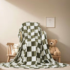 Checkered King Size Blanket,Premium Lightweight Anti-Static 90x108 Inches Sage Green Throw Blankets for King Calking Bed,Couch, Sofa, Chair, Camping, Picnic,Sage Green