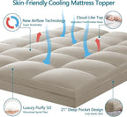 CHOKIT Queen Mattress Topper, Extra Thick Pillow Top Mattress Pad for Back Pain Relief, Cooling Bed Topper Mattress Cover with 8-21 Inch Deep Pocket