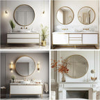 Gold Circle Mirror, Round Mirror 20 inch, Gold Mirror Metal Frame, Round Wall Mirrors for Bathroom, Bedroom, Living Room, Entryway.