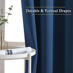 NICETOWN Moroccan Blue Curtains for Home Office, Grommet Thermal Curtains Blackout Light Blocking Room Darkening Window Treatments for Bedroom/Living Room, 2 Panels, W52 x L90
