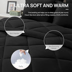 Love's cabin California King Comforter Set Black, 7 Pieces California King Bed in a Bag, All Season Bedding Sets with 1 Comforter, 1 Flat Sheet, 1 Fitted Sheet, 2 Pillowcase and 2 Pillow Sham