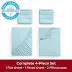 Mellanni Extra Deep King Sheets - 4 PC Iconic Collection Bedding - Hotel Luxury, Ultra Soft, Cooling Bed Sheets - Wrinkle, Fade, Stain Resistant (King, Aqua)
