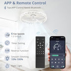 LEDIARY 20" Modern Ceiling Fans with Lights and Remote, Dimmable Low Profile Ceiling Fan, Flush Mount Ceiling Fan, Stepless Color Temperature Change and 6 Speeds - White