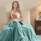 Fleece Blankets for All Season - Premium Lightweight Anti-Static Throw for Queen/Full Size Bed Extra Soft Brush Fabric Warm Sofa Thermal Blanket 90" x 90"(Sage Green)