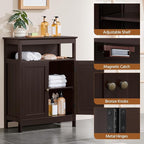 Yaheetech Bathroom Floor Storage Cabinet, Wooden Free Standing Storage Organizer with 2 Doors & Adjustable Shelf for Living Room, Hallway, Espresso