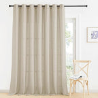 RYB HOME Linen Curtains Light Filtering Semi Sheer - Natural Breathable Burlap for Living Room Bedroom Privacy Window Treatments with Vertical Texture, W 60 x L 90 inches, Beige, 1 Panel