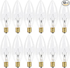 12-Pack E12 Candelabra Light Bulbs 25W, Dimmable Warm White 2500K Chandelier Light Bulbs for Indoor, B10 Clear Bulbs (Gold Base)