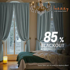 Lazzzy Velvet Blackout Curtains Thermal Insulated Room Window Drapes Super Soft Luxury Curtains for Living Room Bedroom Rod Pocket 2 Panels, Misty Blue, 52" W x 90" L