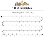 Brite Star 100 Count Mini String Christmas Lights, Red - 22 feet Indoor/Outdoor Christmas Tree Lights with White Wire