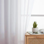 Aiyufeng Voile Sheer White Curtains - Transparent Light Weight Soft Window Treatment Curtain Panels with Rod Pocket Top for Patio Door/Living Room (W40 x L96, 2 Panels)