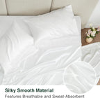 Love's cabin California King Satin Sheet Sets - 4 Piece White Silky Sheets Bed Set with Deep Pocket, Luxury Silk Feel Satin Cal King Sheet Set (1 Flat Sheet,1 Fitted Sheet,2 Pillow Cases)