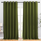 NICETOWN Room Darkening Curtains for Living Room - Easy Care Solid Thermal Insulated Grommet Room Darkening Curtains/Drapes for Bedroom (2 Panels, 66 by 90, Olive)