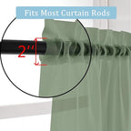 OWENIE Sage Sheer Curtains 144 inch Extra Long, Elegant and Airy Drapes Translucent Window Treatments for Living Room/Bedroom, Sage Green, 2 Panels=84" Wide