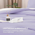 Litanika Lavender Purple Comforter Full Size, 3 Pieces Lightweight Solid Bedding Comforter Set, All Season Fluffy Bed Set (79x90In Comforter & 2 Pillowcases)