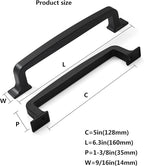 Khtumeware 2 Pack 5 Inch Drawer Handles - Matte Black Cabinet Pulls for Cupboards