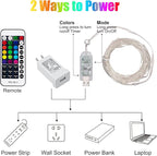 Minetom Color Changing Fairy String Lights - 33 ft 100 LED USB Silver Wire Lights with Remote and Timer, Starry Fairy Light for Bedroom Party Indoor Christmas Decoration, 16 Colors, Adapter Included