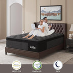 King Mattress, 14 Inch Hybrid Mattresses Black with Gel Memory Foam and Individually Pocket Innerspring Euro Top Medium Firm for Motion Isolation, Edge Support, 100 Night Trial