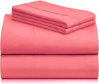 LuxClub 4 PC Sheet Set Bed Sheets Deep Pockets 16" Eco Friendly Wrinkle Free Cooling Machine Washable Hotel Bedding Silky Soft - Vermilion Full