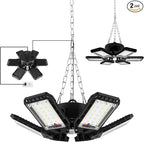 LED Garage Lights 2 Pack - 180W, 18000LM 6500K Led Shop Light with 6+1 Deformable Panels, Basement, Barn, Warehouse, Shop Ceiling Lights, E26/E27 for Multiple Uses