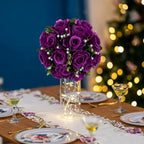 BLOSMON Flower Balls Wedding Rose Centerpieces 6 Pcs Purple Fake Flowers with Base Kissing Balls Decor Artificial Floral Arrangements Flower Bouquet of Roses Home Party Table DIY Decorations