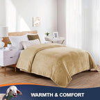 Walensee Fleece Blanket Plush Throw Fuzzy Lightweight (Queen Size 90x90 Tan Camel/Taupe) Super Soft Microfiber Flannel Blankets for Couch, Bed, Sofa Ultra Luxurious Warm and Cozy for All Seasons