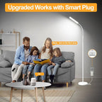 White Floor Lamp, 18W 1800LM Bright LED Floor Lamps for Living Room Bedroom, Dimmable Timing Eye Caring Reading Standing Lamp with Remote & Works with Smart Plug