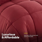Sweet Home Collection 5 Piece Comforter Set Bag Solid Color All Season Soft Down Alternative Blanket & Luxurious Microfiber Bed Sheets, Red, Twin (Pack of 4)